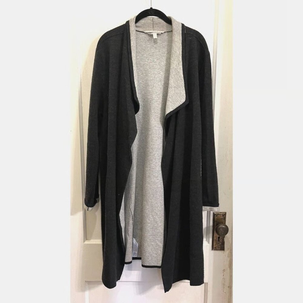 Eileen Fisher Reversible Open Front Cardigan Gray Wool Blend – Women’s XS